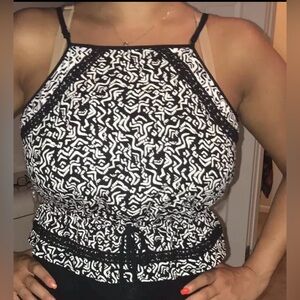 Xhilaration Black and White Camisole Top